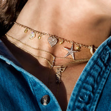Yellow and Rose Gold Diamond Encrusted Charm Necklace