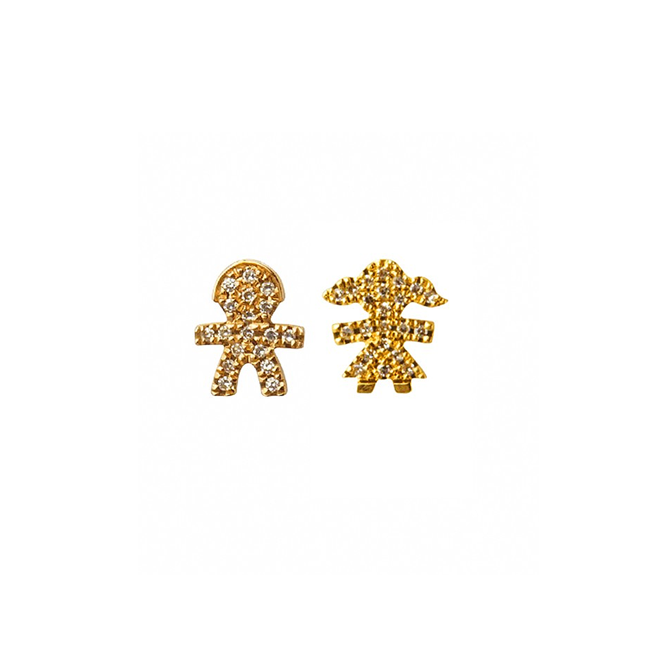 Diamond Encrusted Boy and Girl Stud Earrings