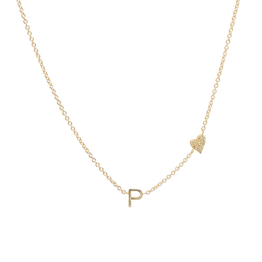 Customizable Gold Letters & Diamond Symbol Charms Necklace